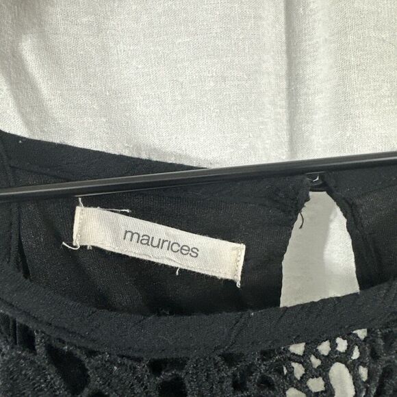 Maurices Black Crochet Lace Halter Crinkle Tank Shift Dress Womens Size S - Picture 3 of 10